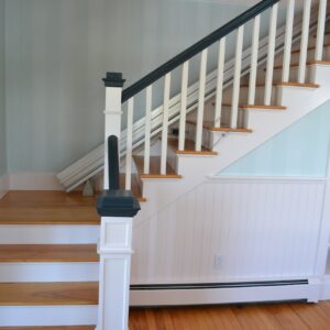 White paint on stairs.