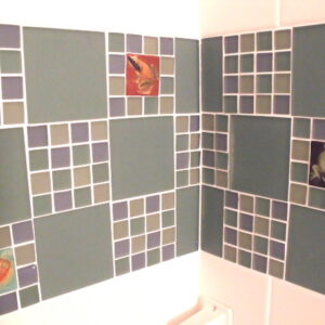 Squares of sea glass tile